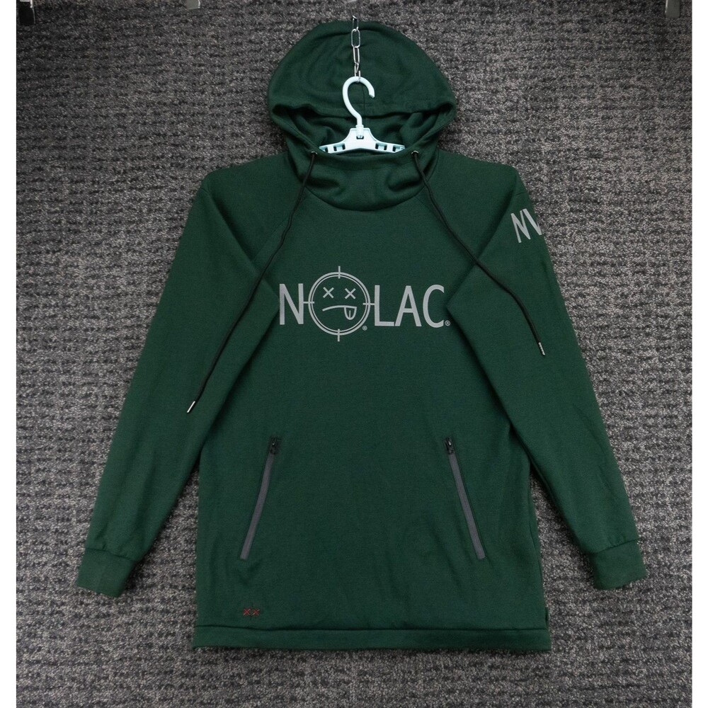 NOLAC Hoodie Mens Large Green Pullover Sweatshirt Ziped Pocket NLV Streetwear